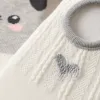 Two sets of white packaging cartoon boat socks, grey base, black ears, pink cheeks, small animal style, white base, heart-shaped knitted pattern Application Scenario